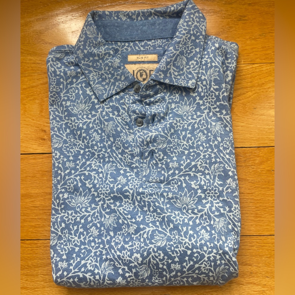 Joseph Abboud Blue Floral Polo Shirt